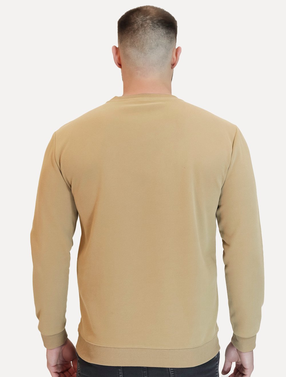 Moletom Masculino Crewneck Liso Cáqui