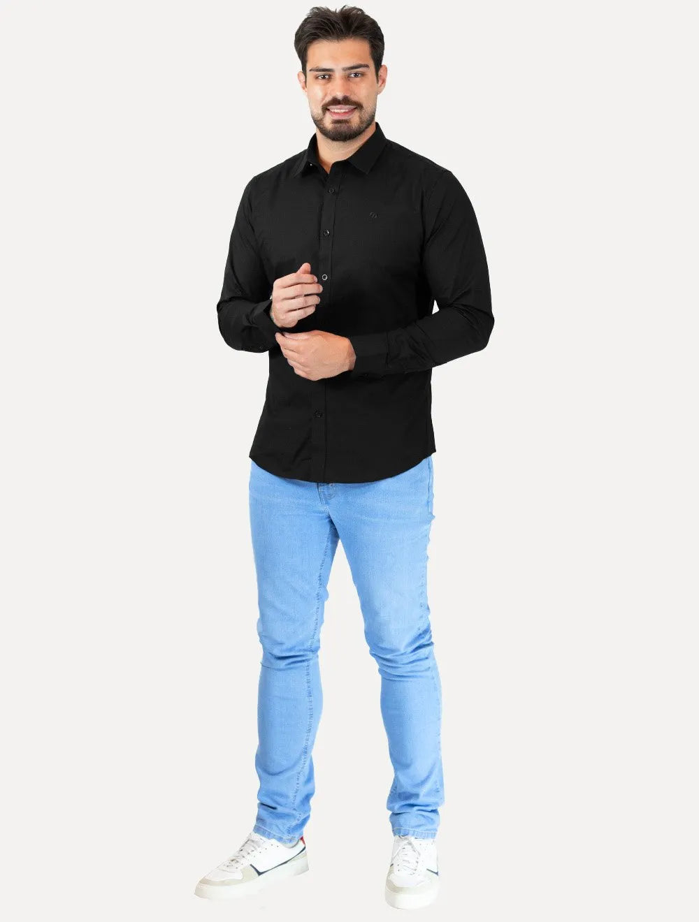 Camisa Colcci Masculina Slim Fit Básica Logo Preto