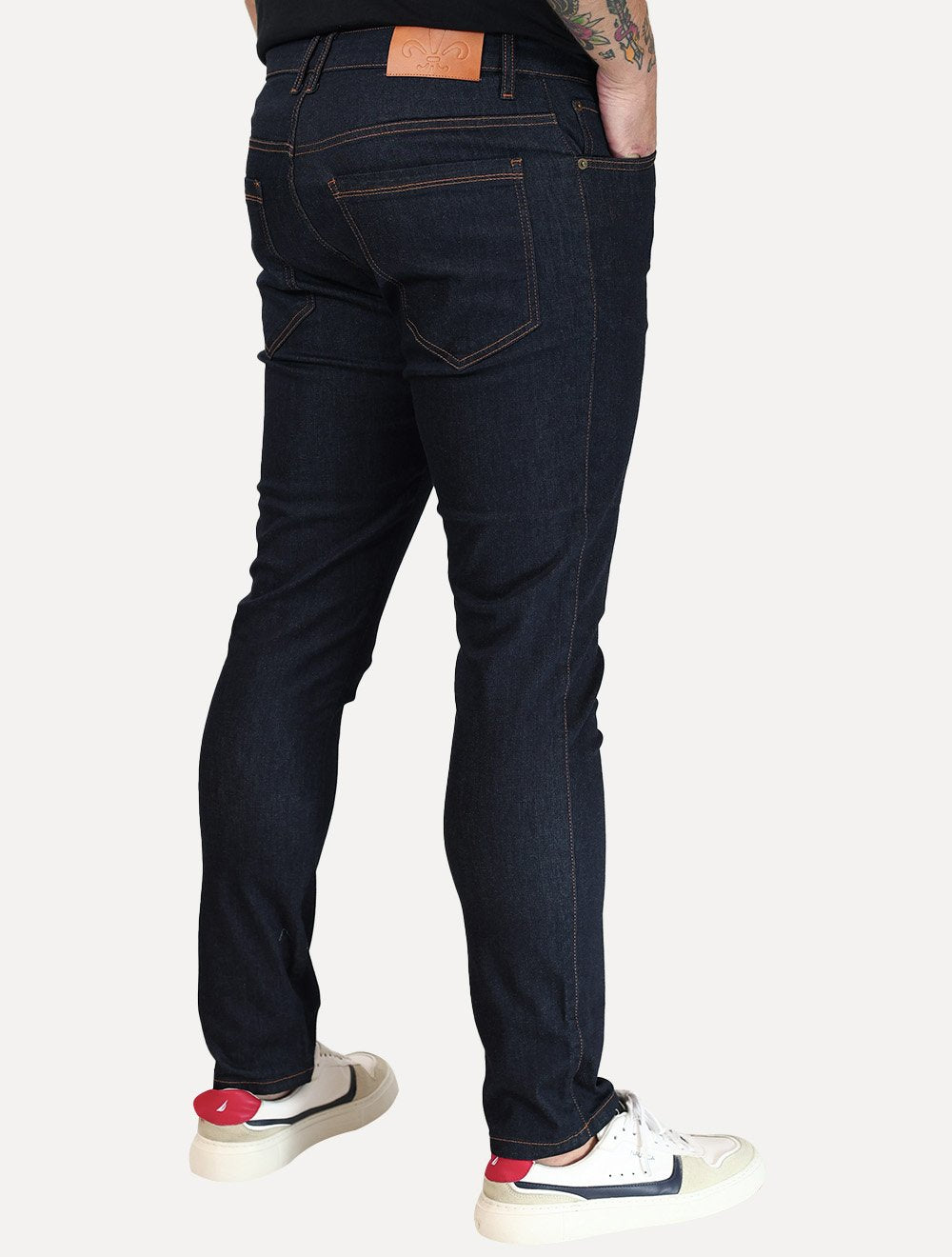 Calça Dudalina Jeans Masculina Skinny Stretch Classica Azul Escuro