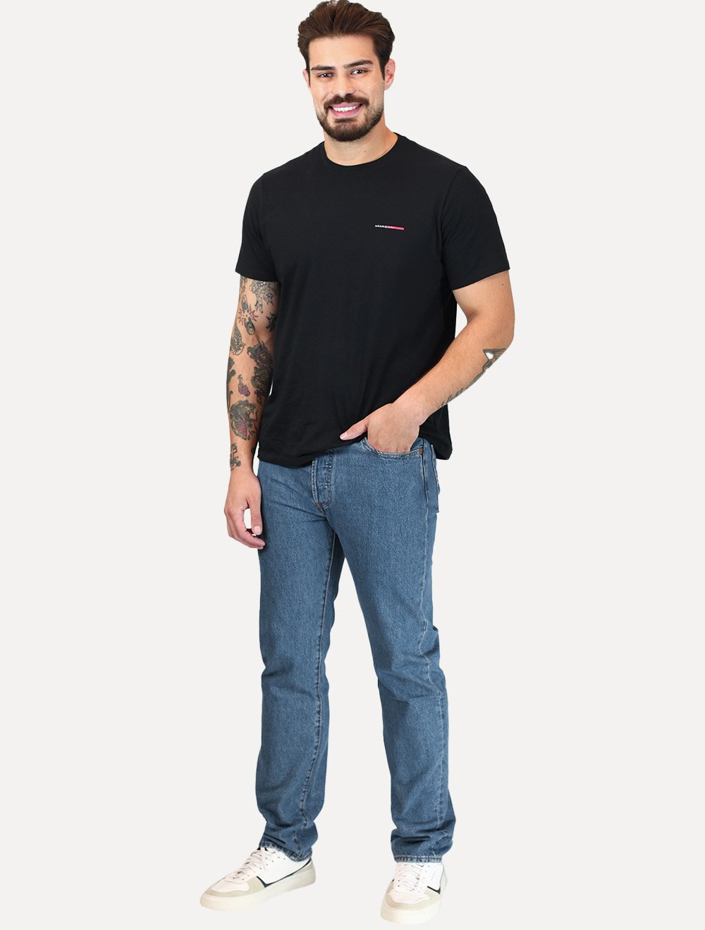 Calça Jeans Levis Masculina 501 Original Azul Médio