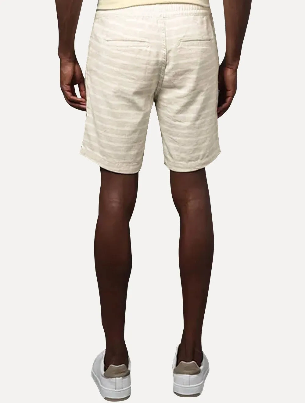 Bermuda Calvin Klein Jeans Masculina Linen Striped Cadarço Areia