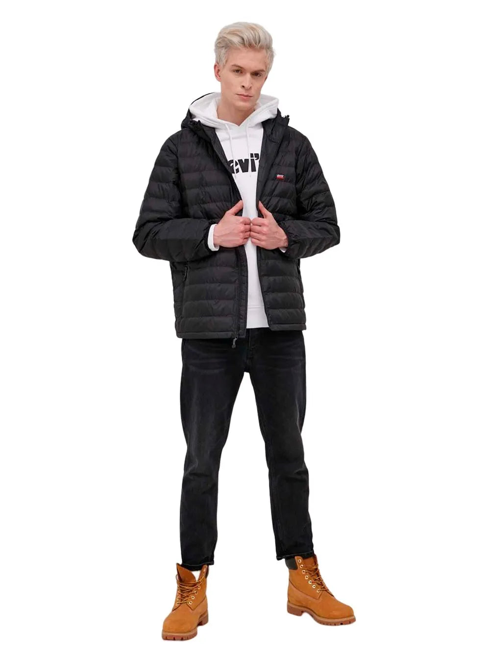 Jaqueta Levis Masculina Hoodie Presidio Packable Jacket Preta