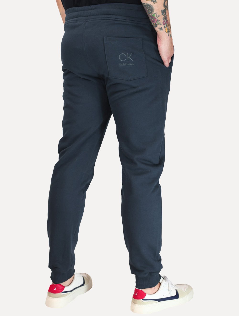 Calça Calvin Klein Masculina Moletom Back Logo Azul Marinho
