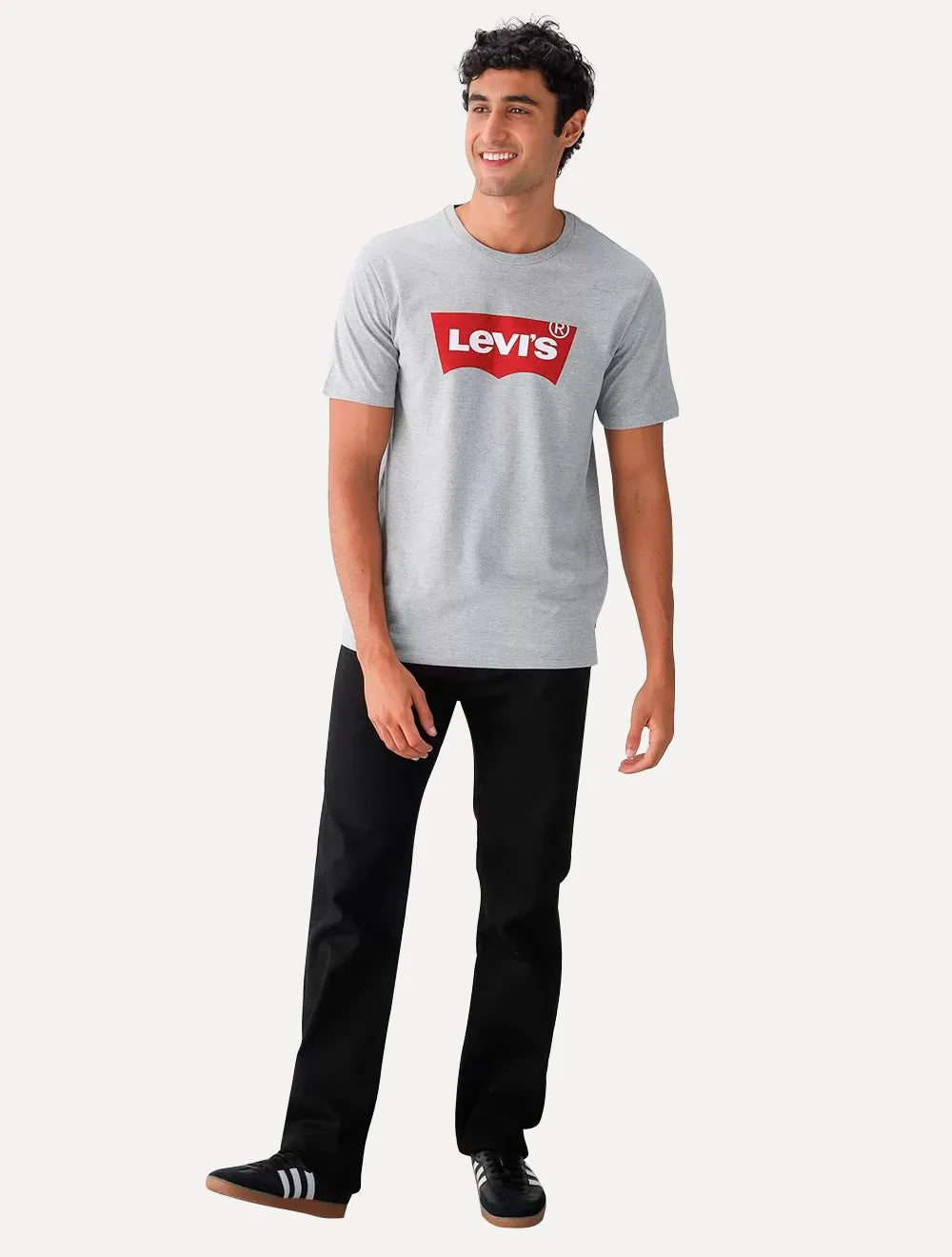 Camiseta Levis Masculina Logo Batwing Cinza Mescla