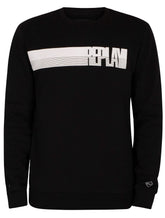 Moletom Replay Masculino Crewneck Brand Stripes Preto