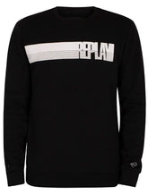 Moletom Replay Masculino Crewneck Brand Stripes Preto