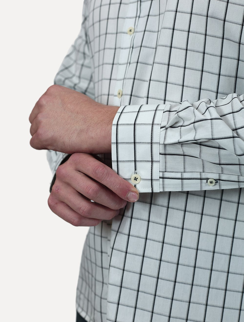 Camisa Dudalina Masculina Comfort Superfine Cotton Xadrez Branca