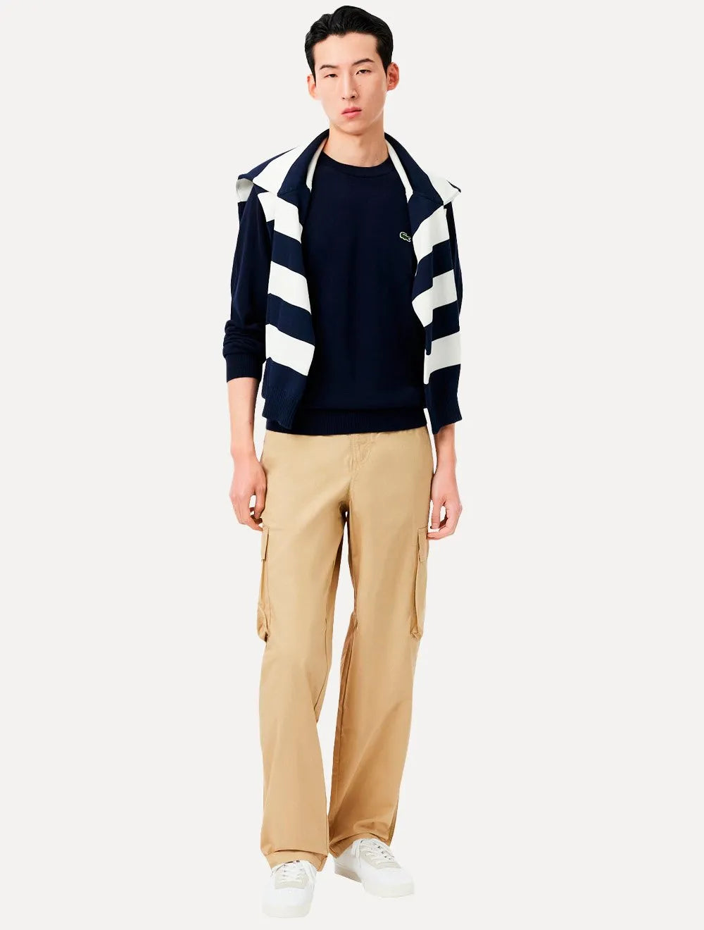 Suéter Lacoste Masculino Regular Fit Gola Redonda Logo Azul Marinho