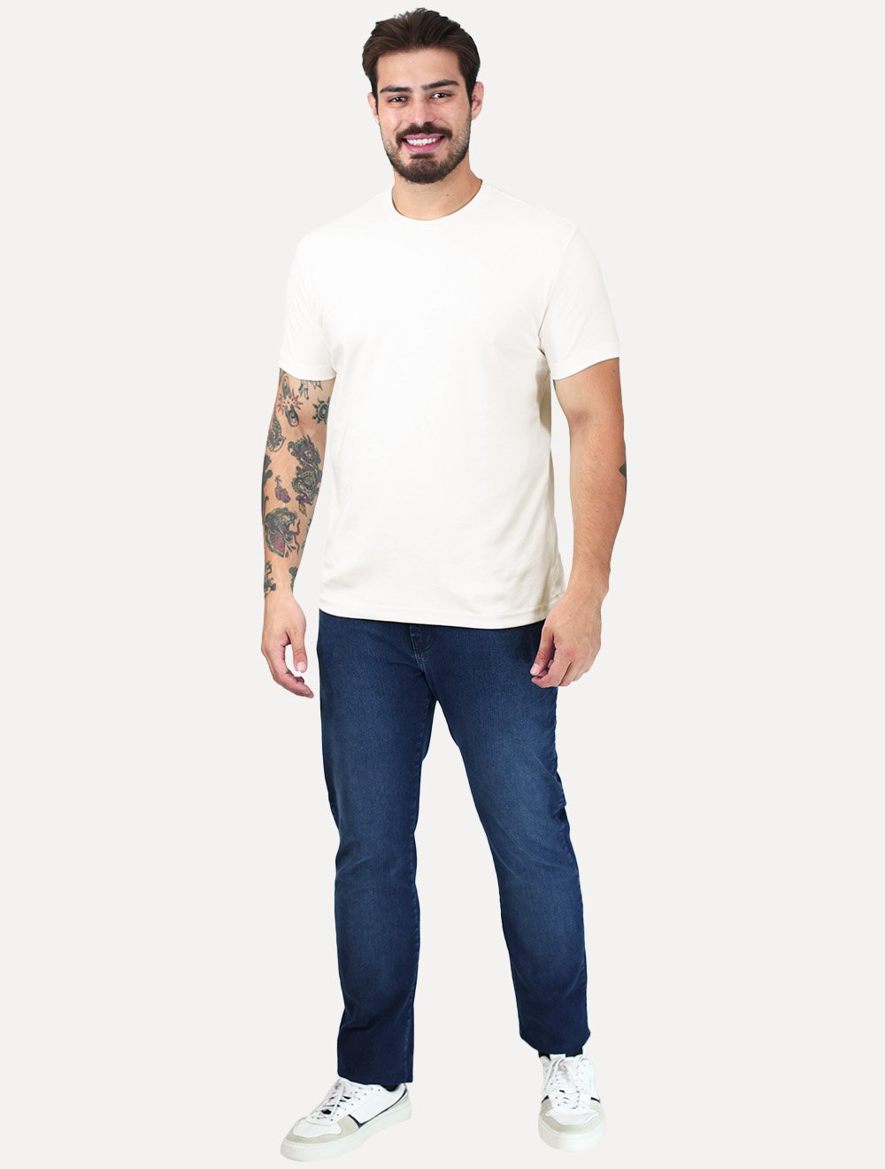 Camiseta King & Joe Premium Suedine Egípcio Logo Off White