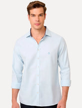 Camisa Dudalina Masculina Slim Fit Superfine Cotton Light Lisa Azul Claro