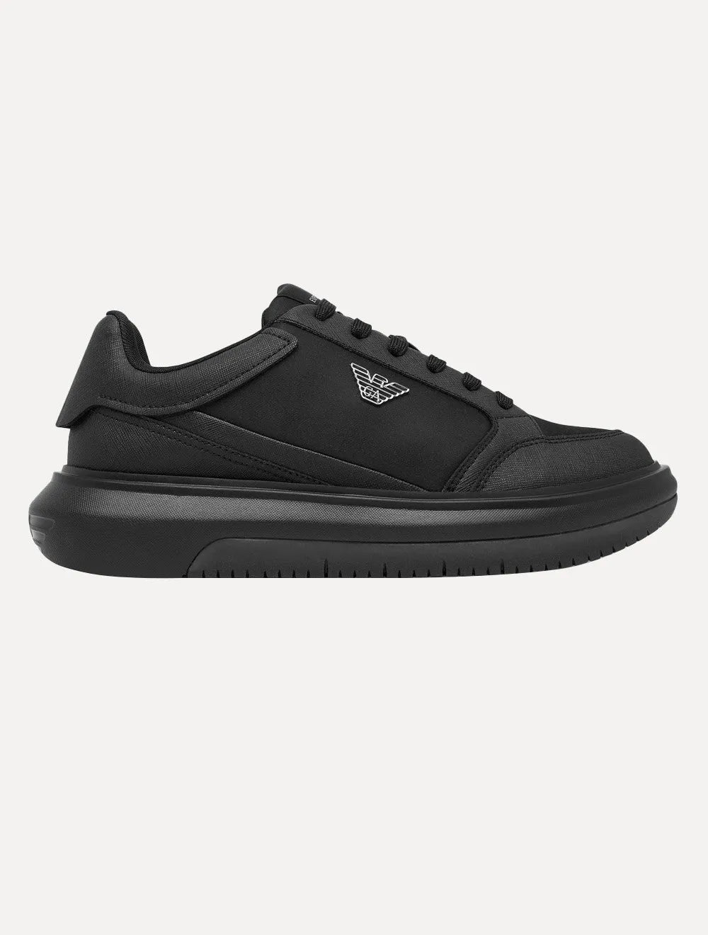 Tênis Empório Armani Masculino Logo Águia Metálico Preto