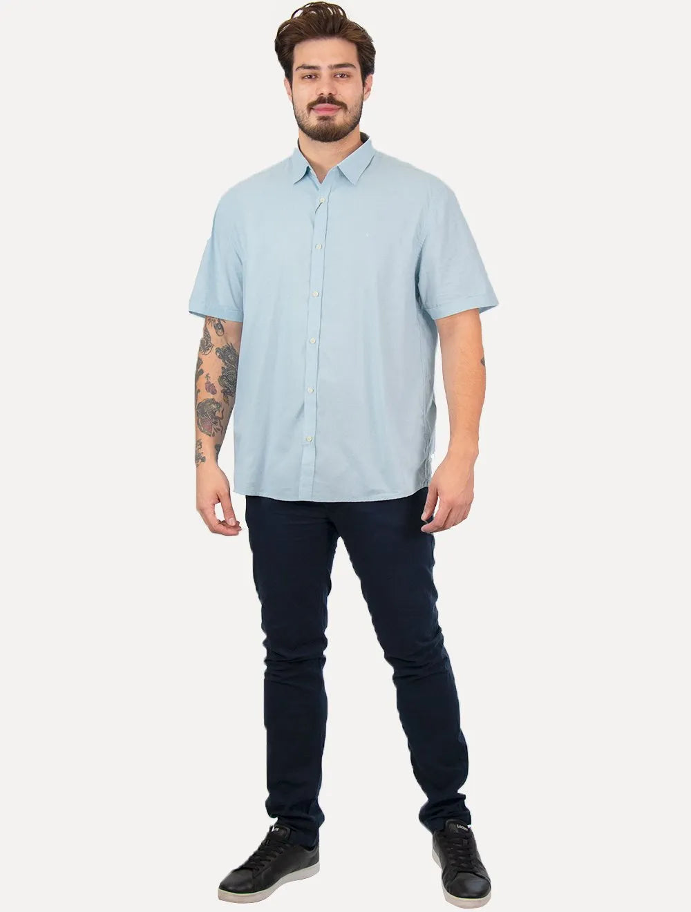 Camisa Aramis Masculina Regular Fio a Fio Azul Claro