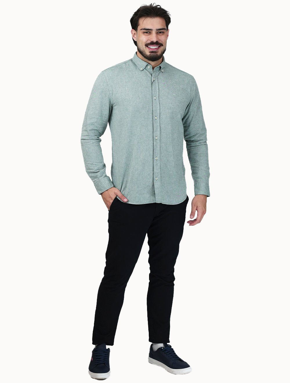 Camisa Aramis Masculina Slim Oxford Planalto Verde Claro