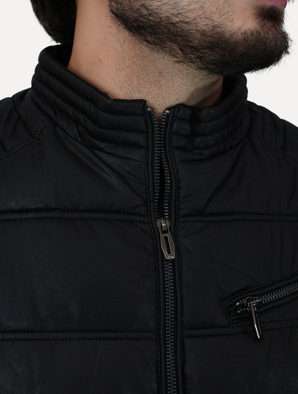 Jaqueta Dixen PU Zíper Frontal Preto