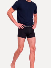 Cueca Empório Armani Boxer Trunk Lisa White Logo Preta Pack 3UN