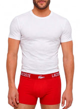 Cueca Lacoste Boxer Mono Croco Vermelha Branca Preta Pack 3UN