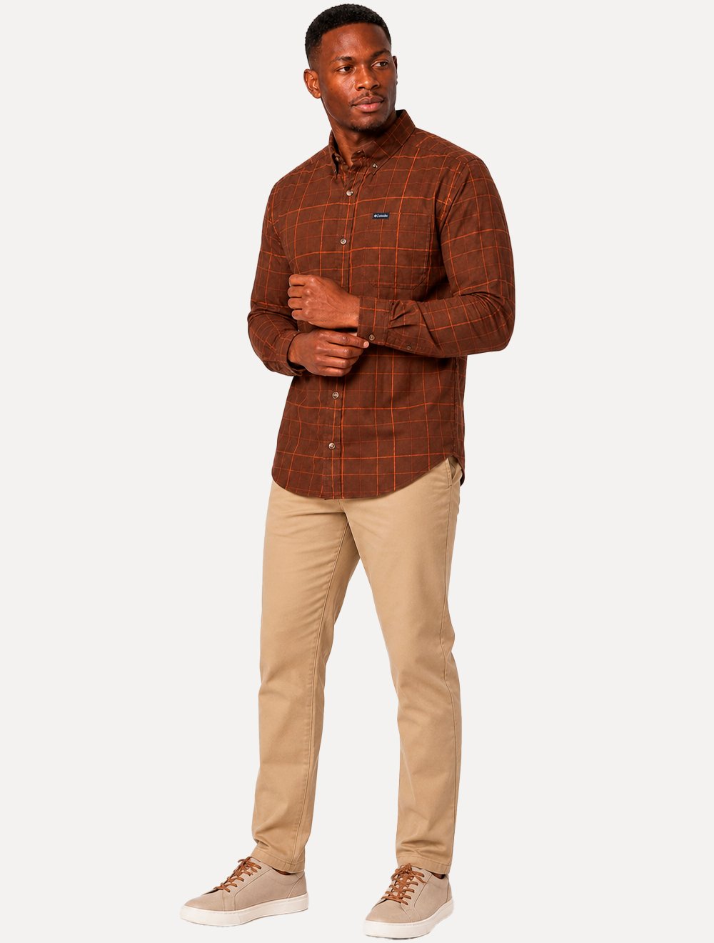 Camisa Columbia Masculina Rapid Rivers II Xadrez Marrom