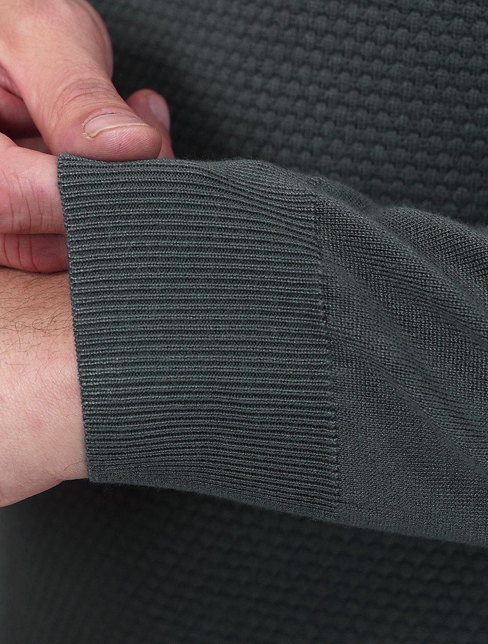 Suéter Dixen Masculina Tricot Manga Longa Frente Texturizada Cinza