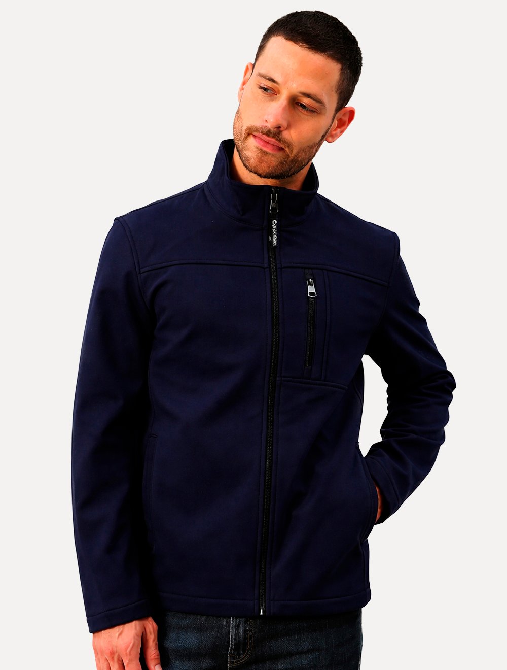Jaqueta Calvin Klein Masculina Basic FullZiper Aquaguard Azul Marinho