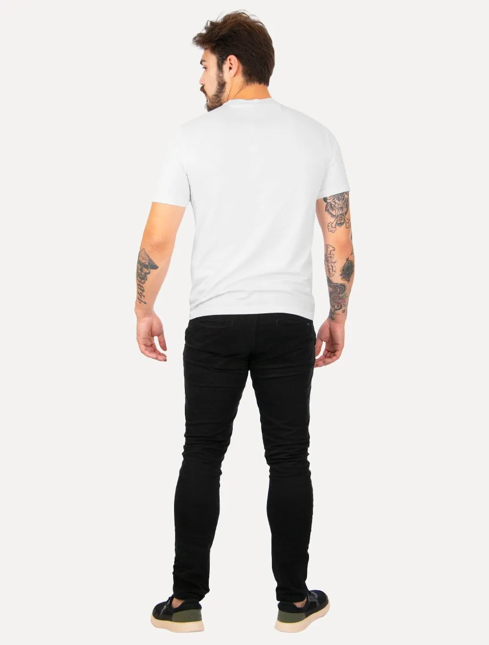 Camiseta Calvin Klein Masculina Meia Malha Basica Upper CK Branca