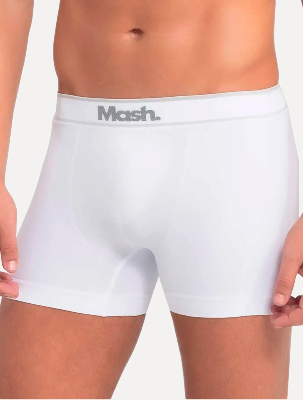 Cueca Mash Boxer Microfíbra Seamlss Gray Sash Branca/Chumbo Pack 2UN