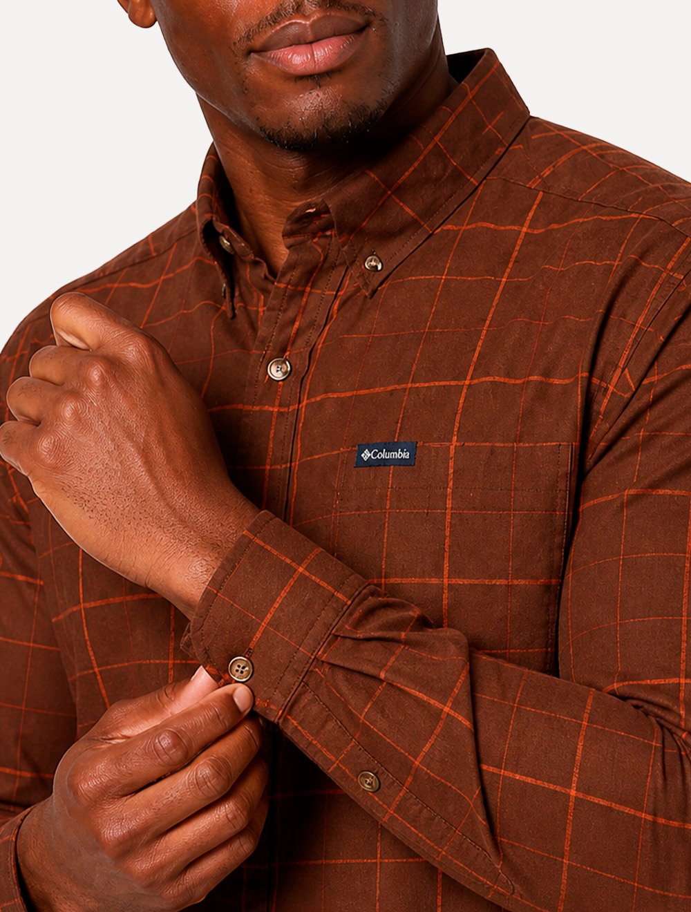 Camisa Columbia Masculina Rapid Rivers II Xadrez Marrom