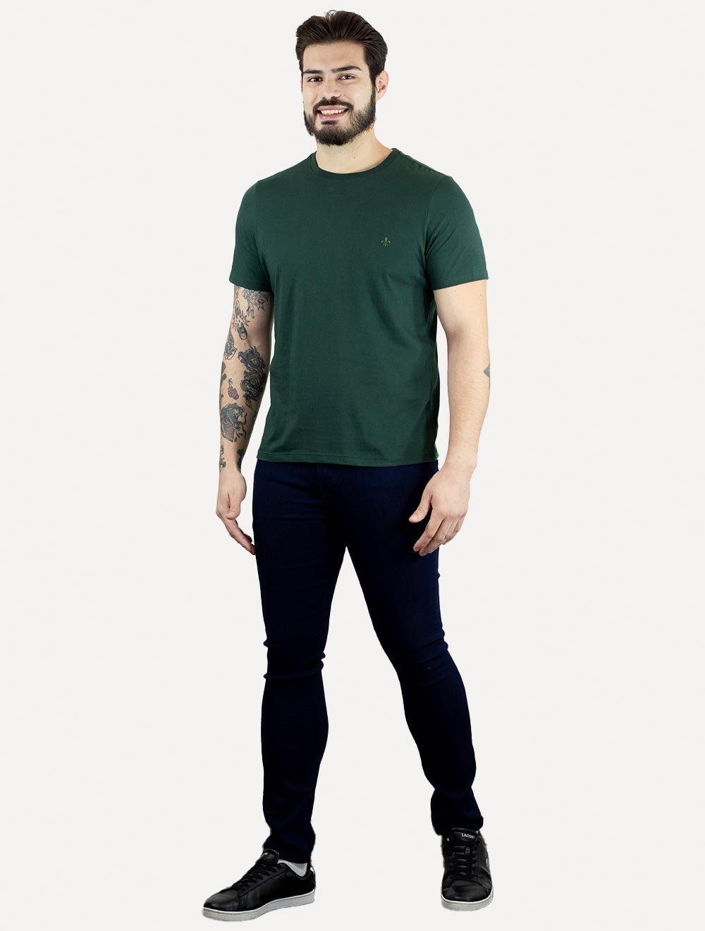Camiseta Dudalina Masculina Essentials Modal Logo Verde