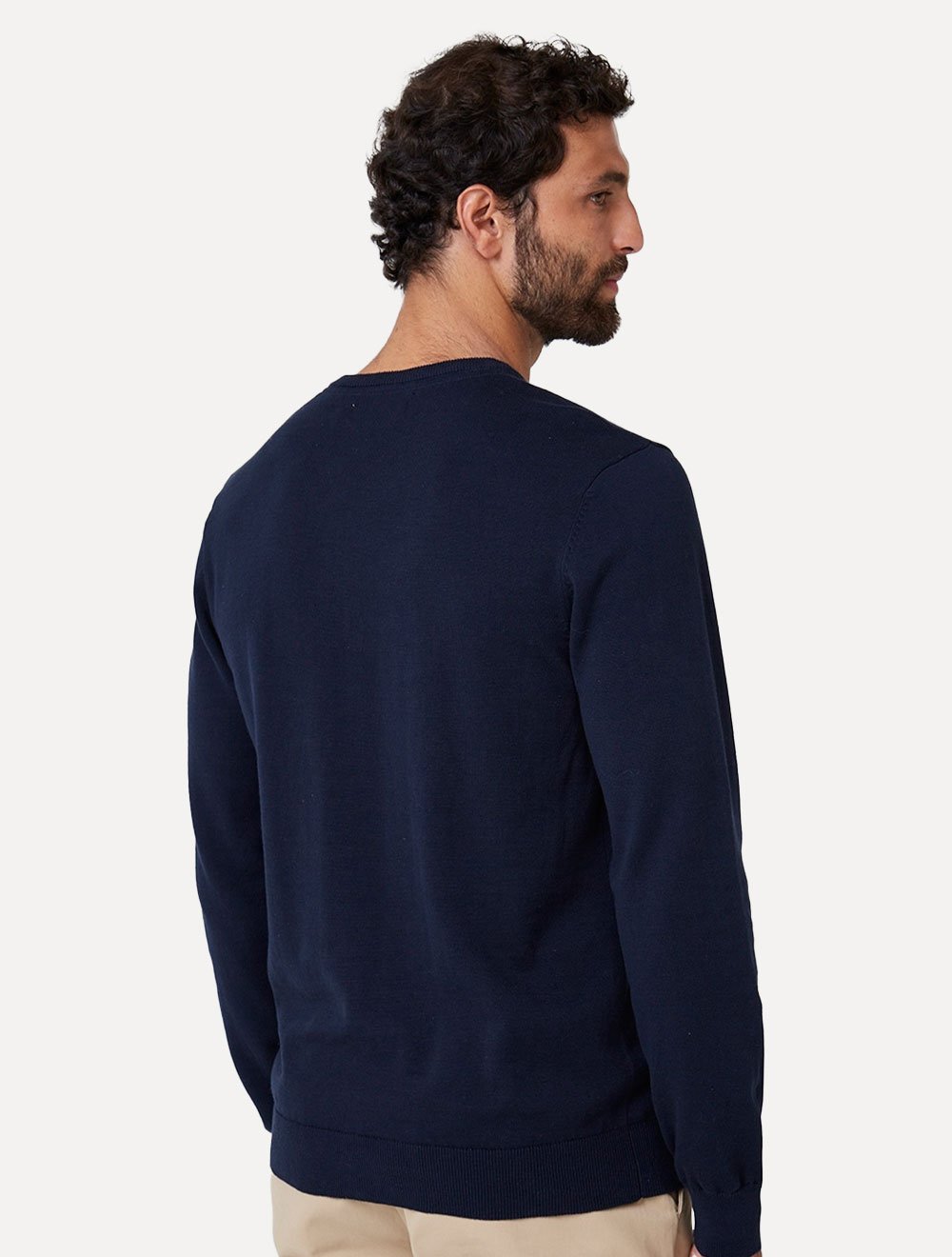 Tricot Dudalina Masculino Decote V Básico Azul Marinho