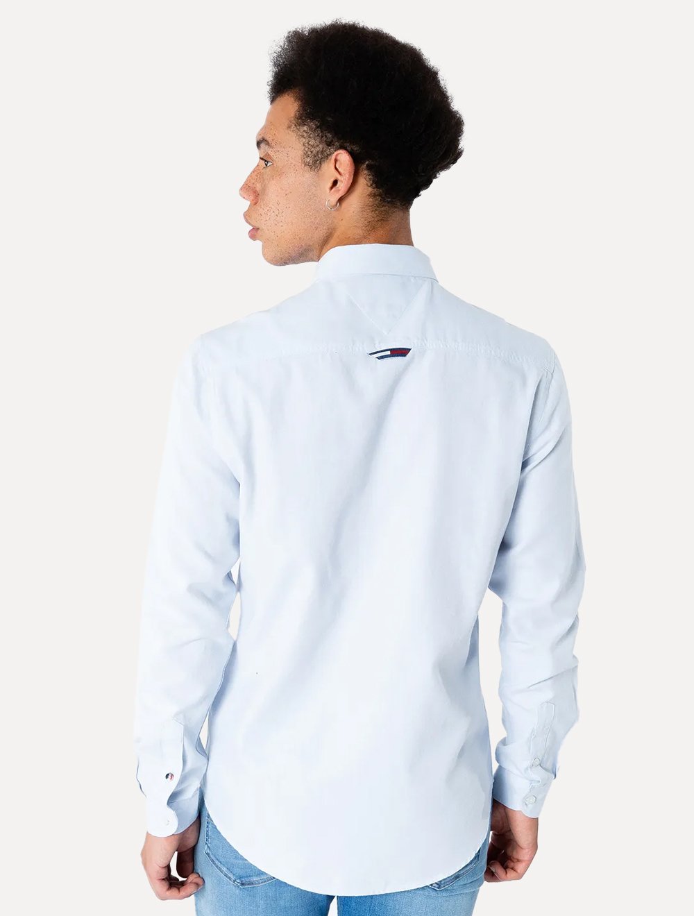 Camisa Tommy Jeans Masculina Regular Classic Oxford Mescla Azul Claro Mescla