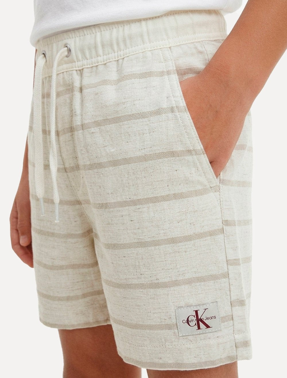 Bermuda Calvin Klein Infantil Color Cardarço Stripe Cáqui Claro