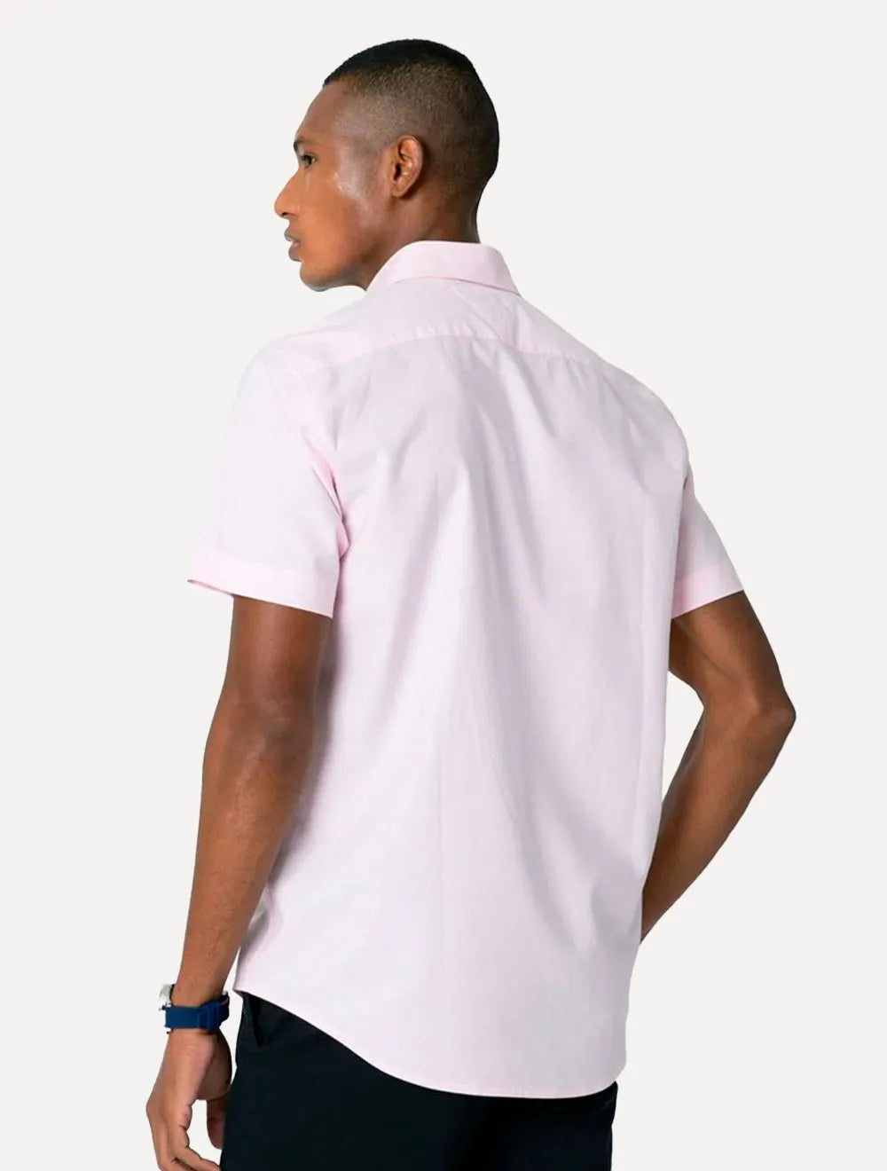 Camisa Tommy Hilfiger Masculina Manga Curta Regular Core Oxford Rosa Claro