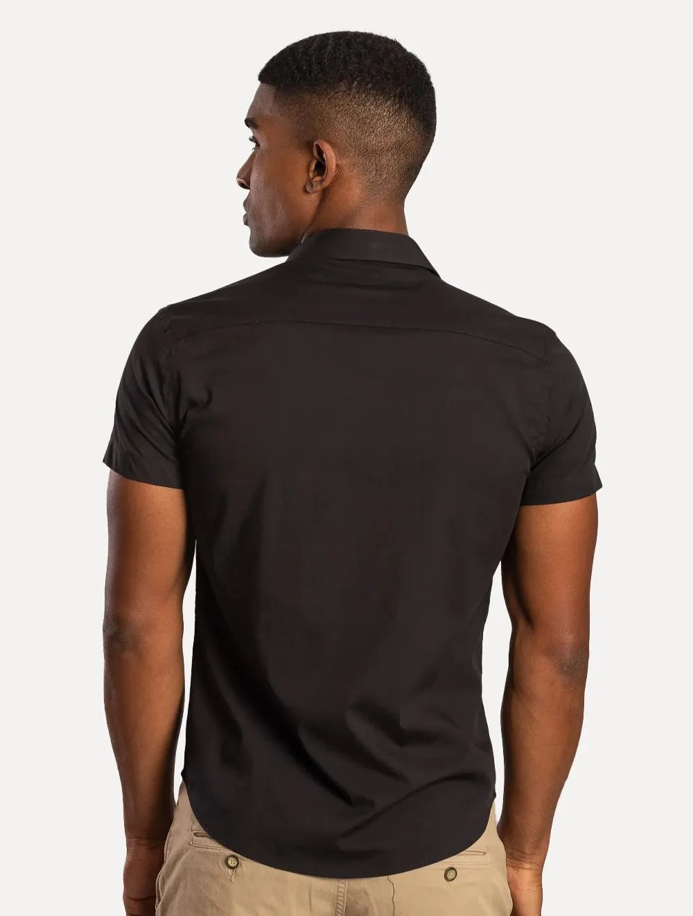 Camisa Sergio K Masculina Manga Curta Elastano Preta