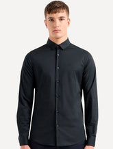 Camisa Armani Exchange Masculina Cotton Slim Fit Mono Logo Azul Marinho