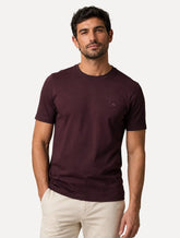 Camiseta Aramis Masculina Basic Lisa Mono Logo Bordeaux Bordô Escuro