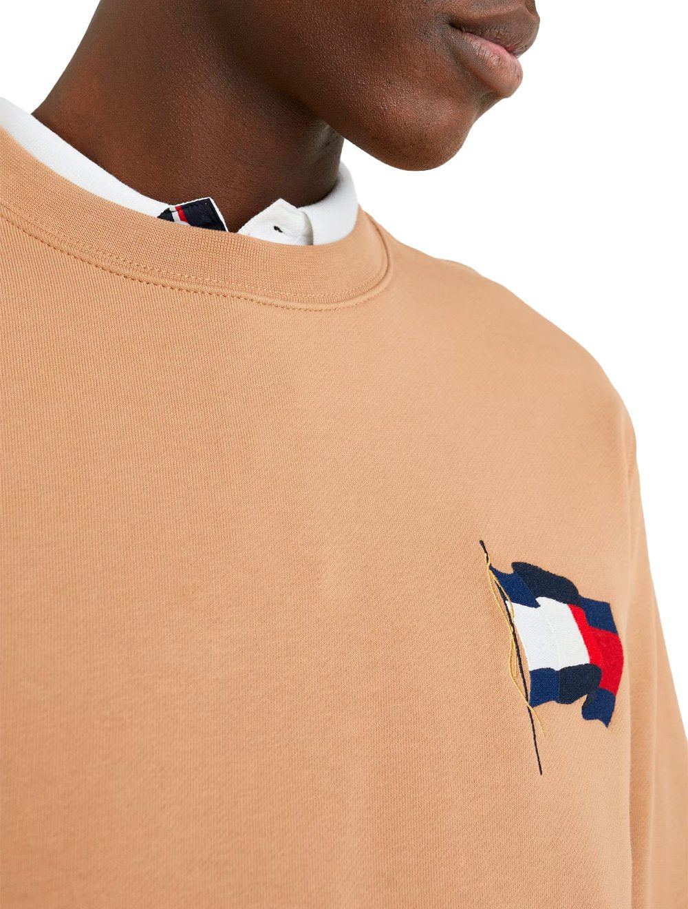Moletom Tommy Hilfiger Masculino Motion Flag Taped Cáqui