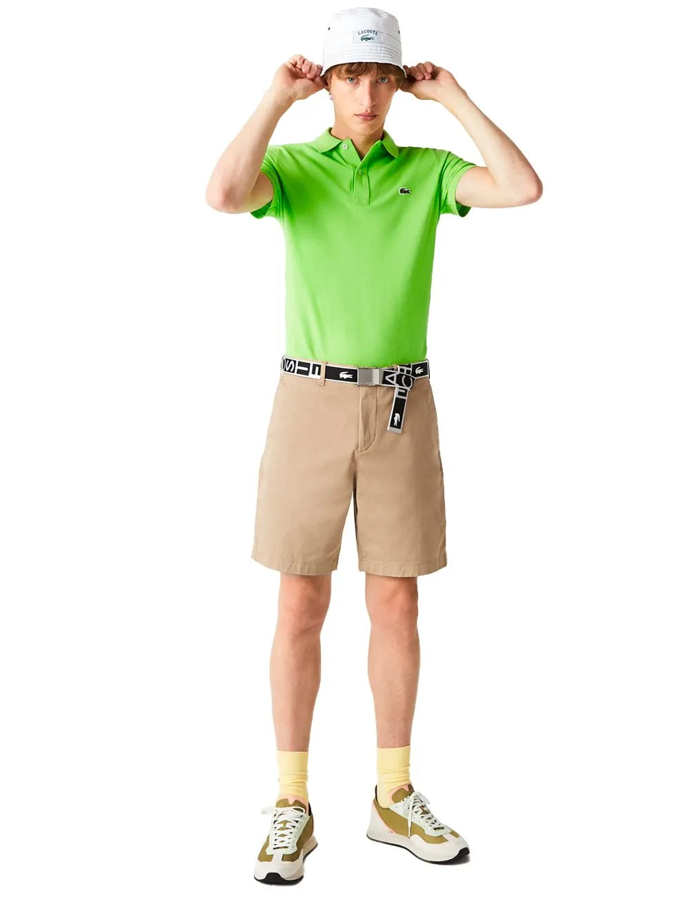 Bermuda Lacoste Masculina Sarja Regular Cotton Stretch Cáqui