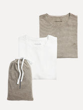 Kit Camisetas Dudalina Malha Cáqui Escuro Listrado e Branco