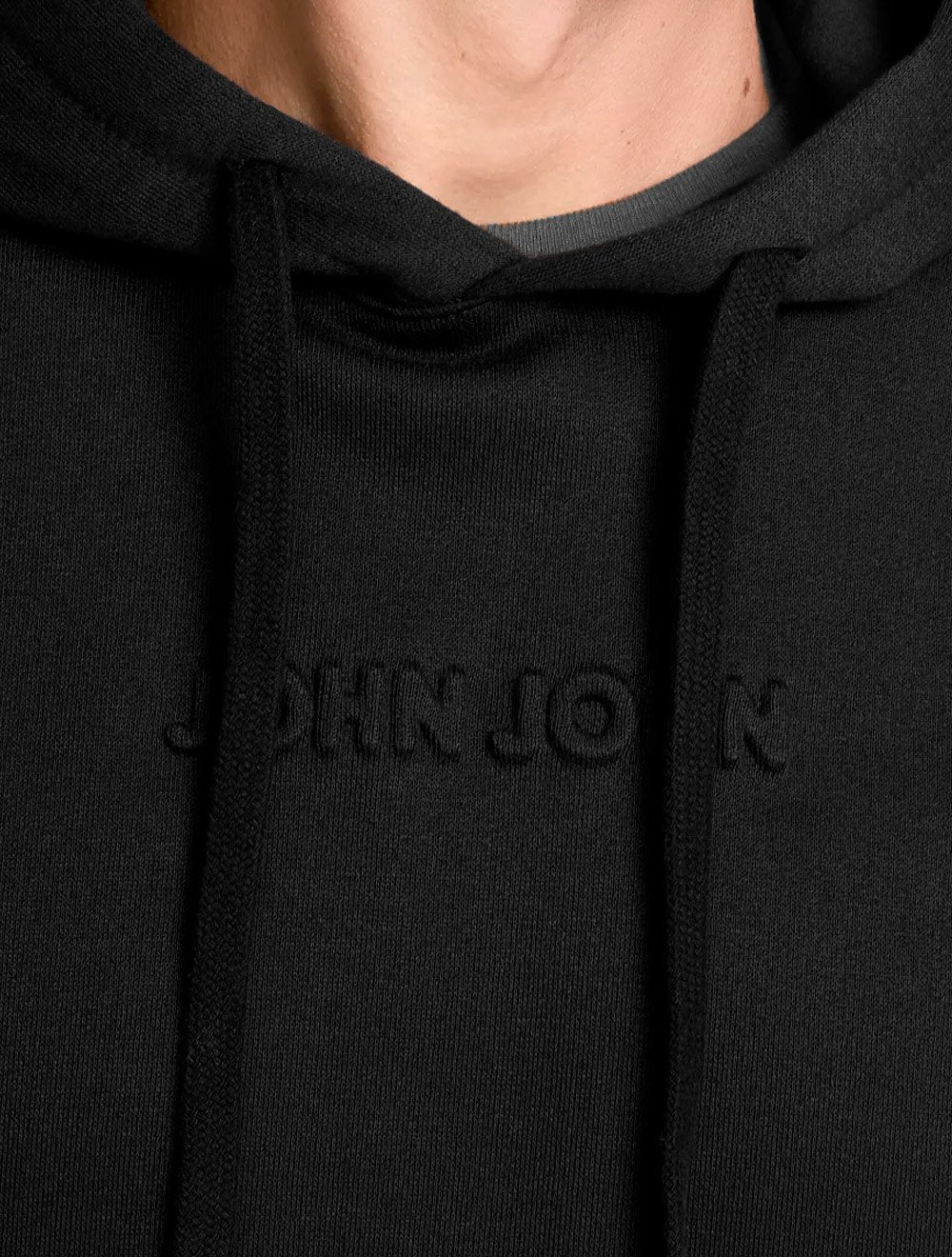 Moletom John John Masculino Embossed Capuz Logo Preto