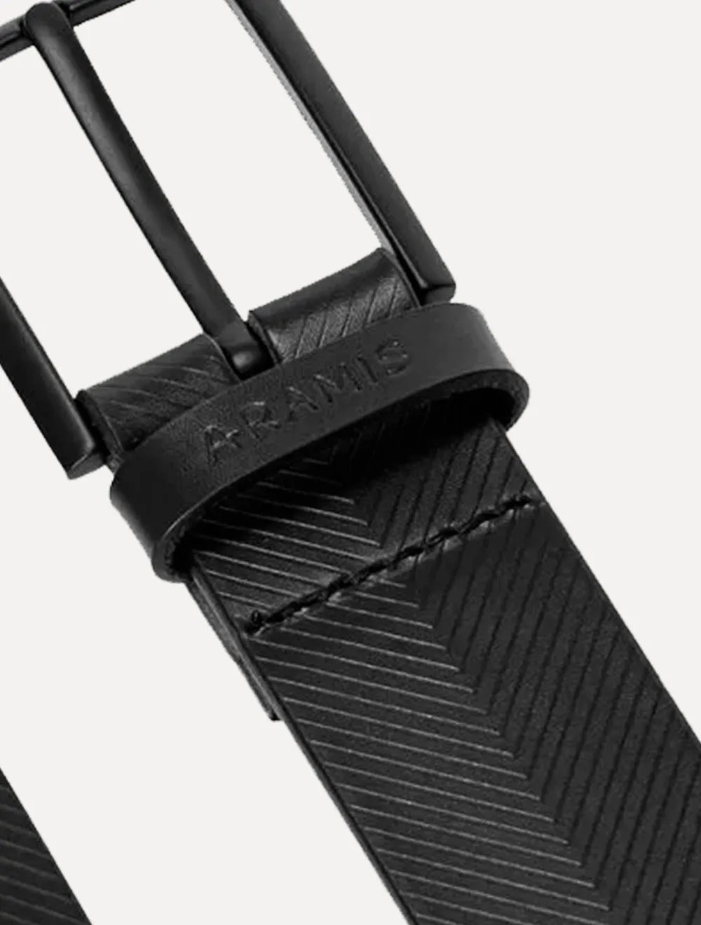 Cinto Aramis Masculino Básico Couro Chevron Preto