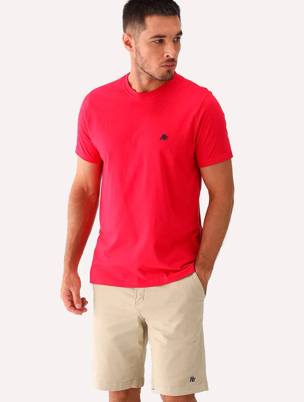 Camiseta Aeropostale Embroidered Black Logo NYC A87 Vermelha