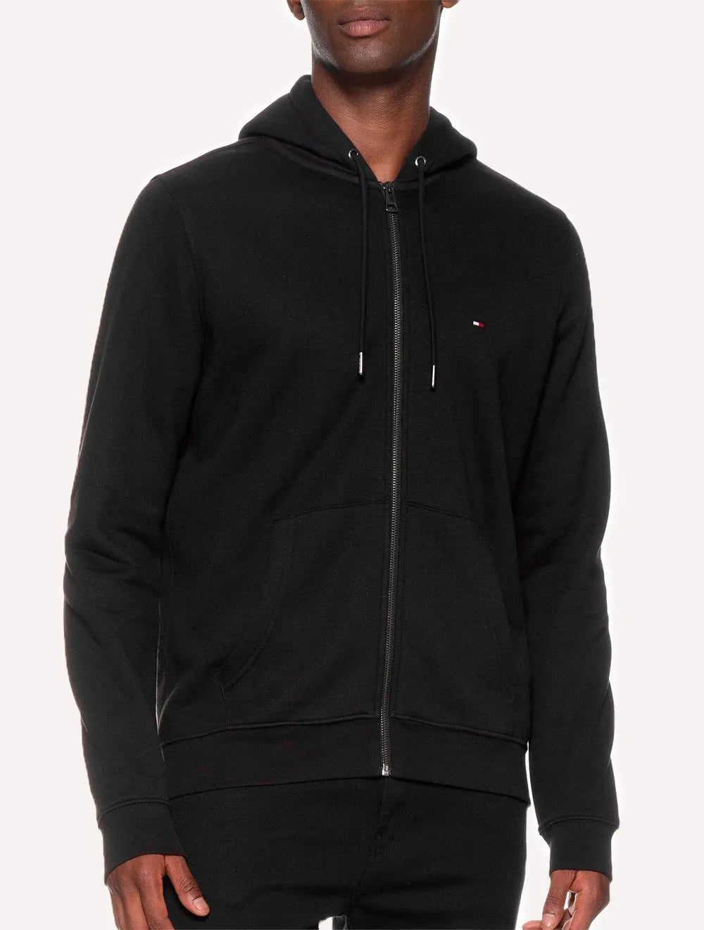 Moletom Tommy Hilfiger Masculino Flag Logo Zip-Through Hoody Preto