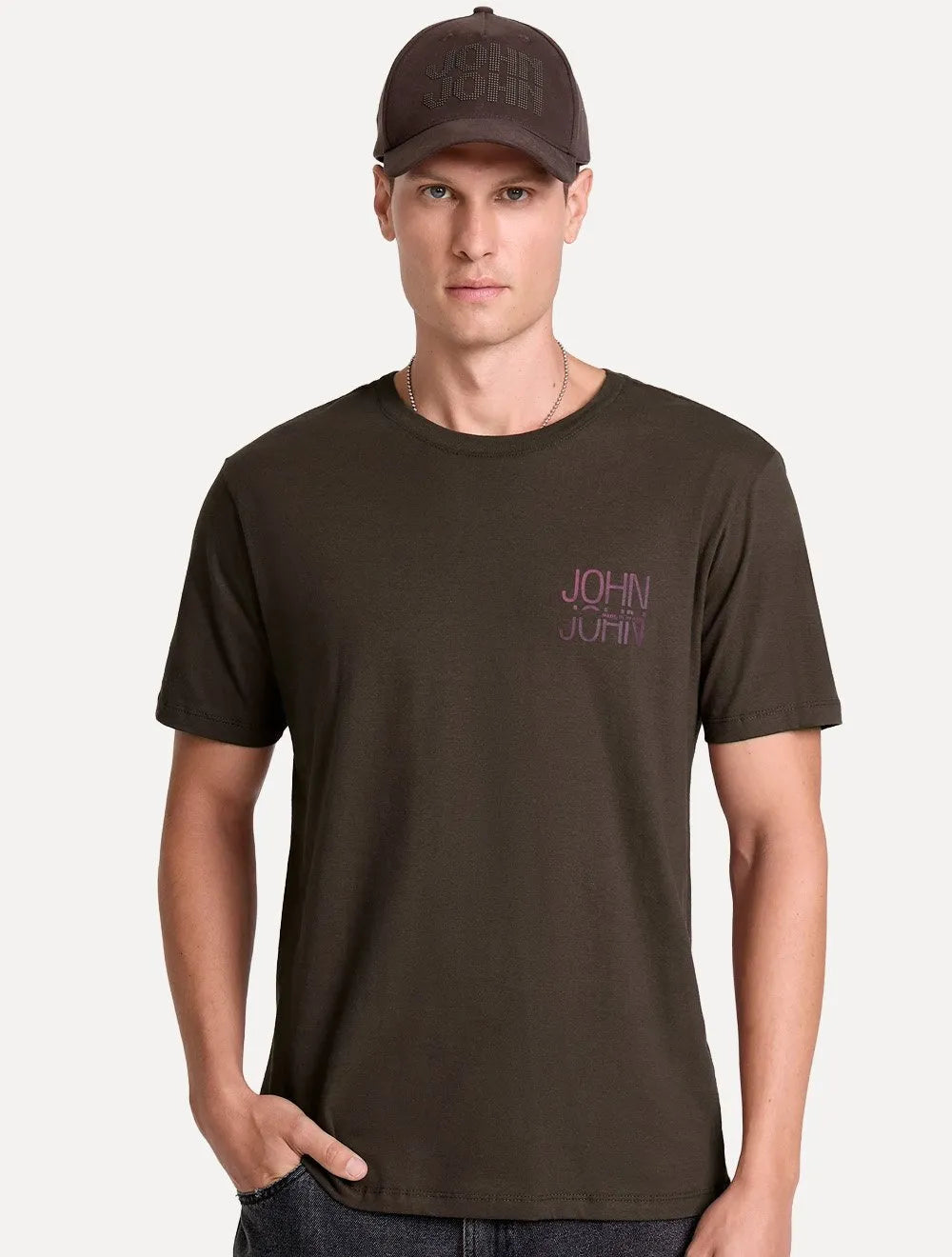 Camiseta John John Masculina Regular Fit Air Marrom Escuro