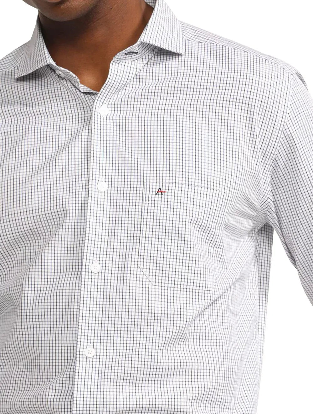 Camisa Aramis Masculina Regular Tricoline Micro Grid Xadrez Azul Cáqui Branca