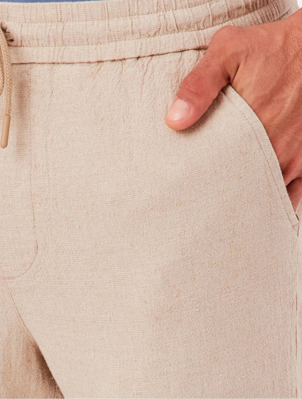 Calça Original Penguin Masculina Relax Sport Linho Lisa Areia Mescla