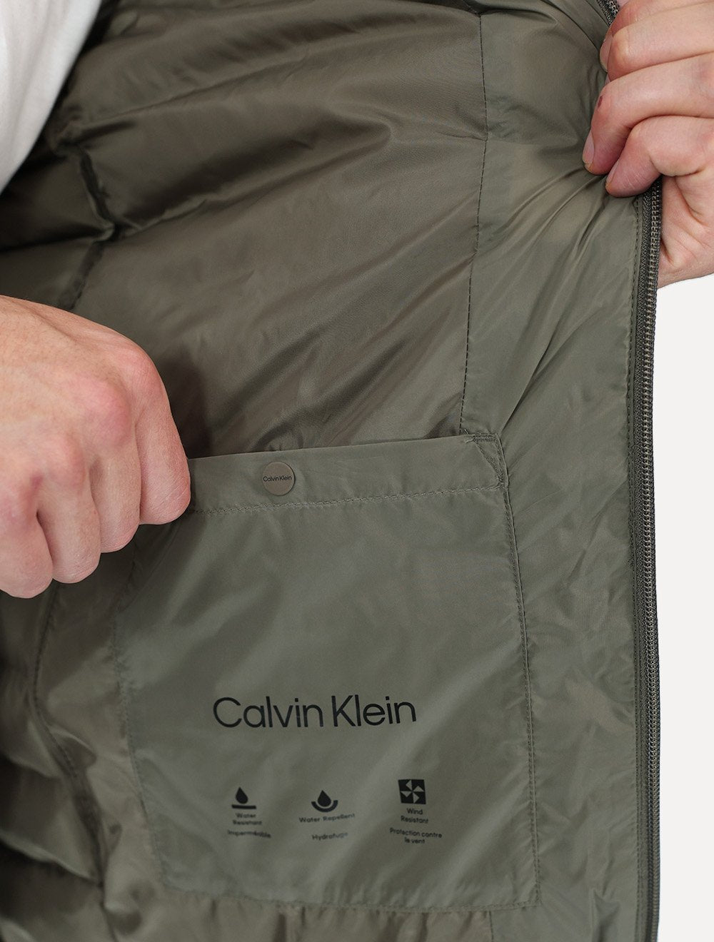 Jaqueta Calvin Klein Masculina Puffer Waterproof Caqui