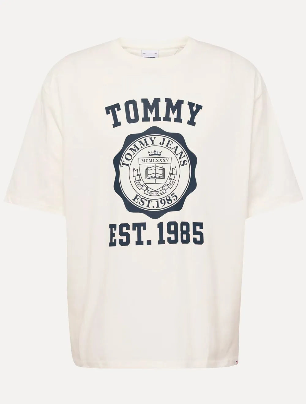 Camiseta Tommy Jeans Masculina Oversized Varsity Badge Off-White