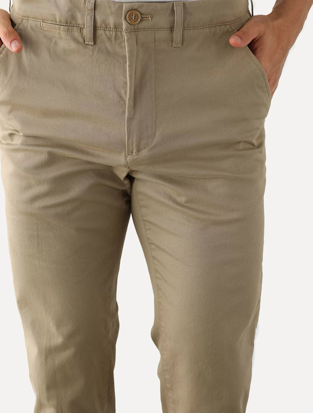Calça Lacoste Masculina Sarja Chino Slim Fit New Classic Caqui Médio
