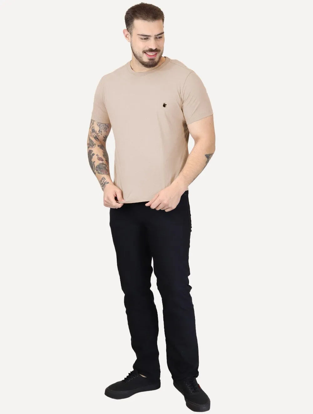 Camiseta Von der Volke Masculina Origineel Velvet Dark Lion Cáqui Médio