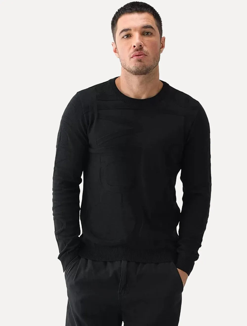 Tricot Calvin Klein Jeans Tricot Jacquard Logos Preto