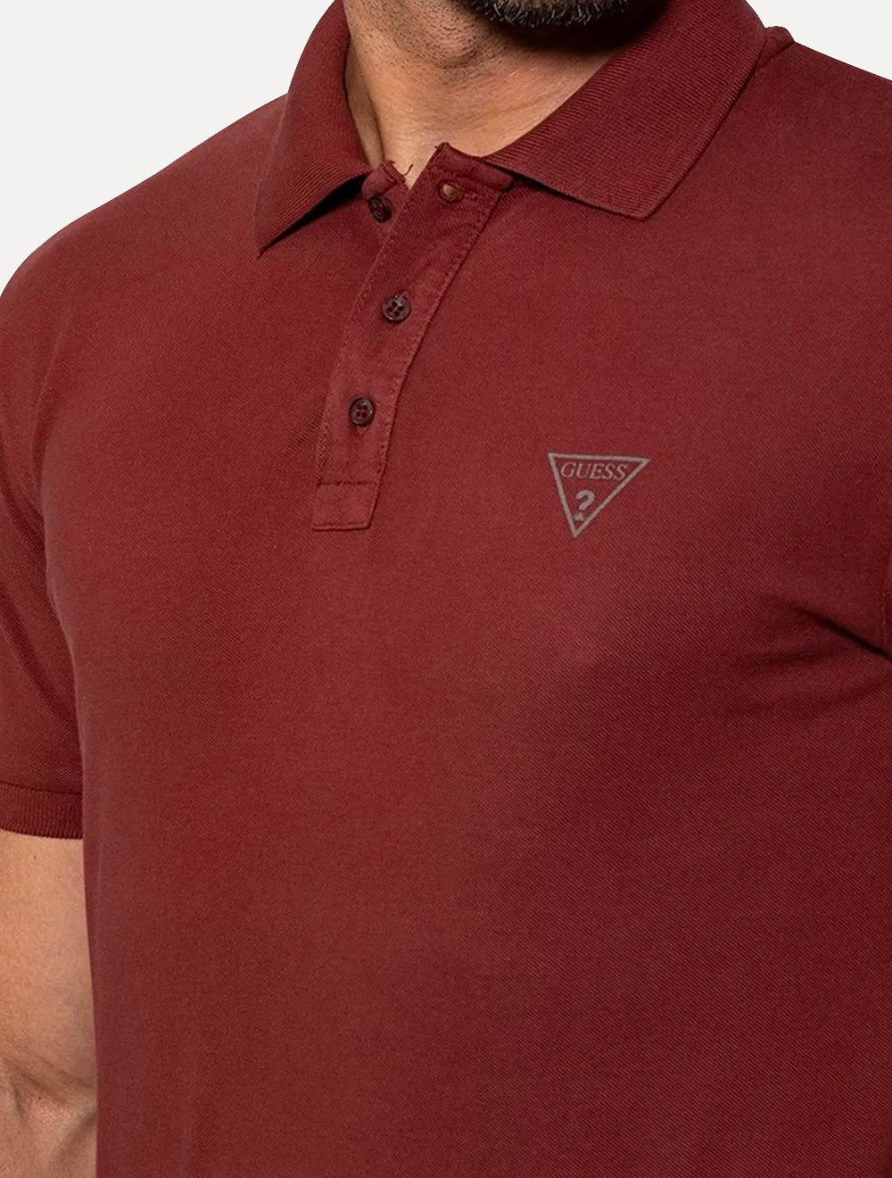 Polo Guess Masculina Piquet Bordô